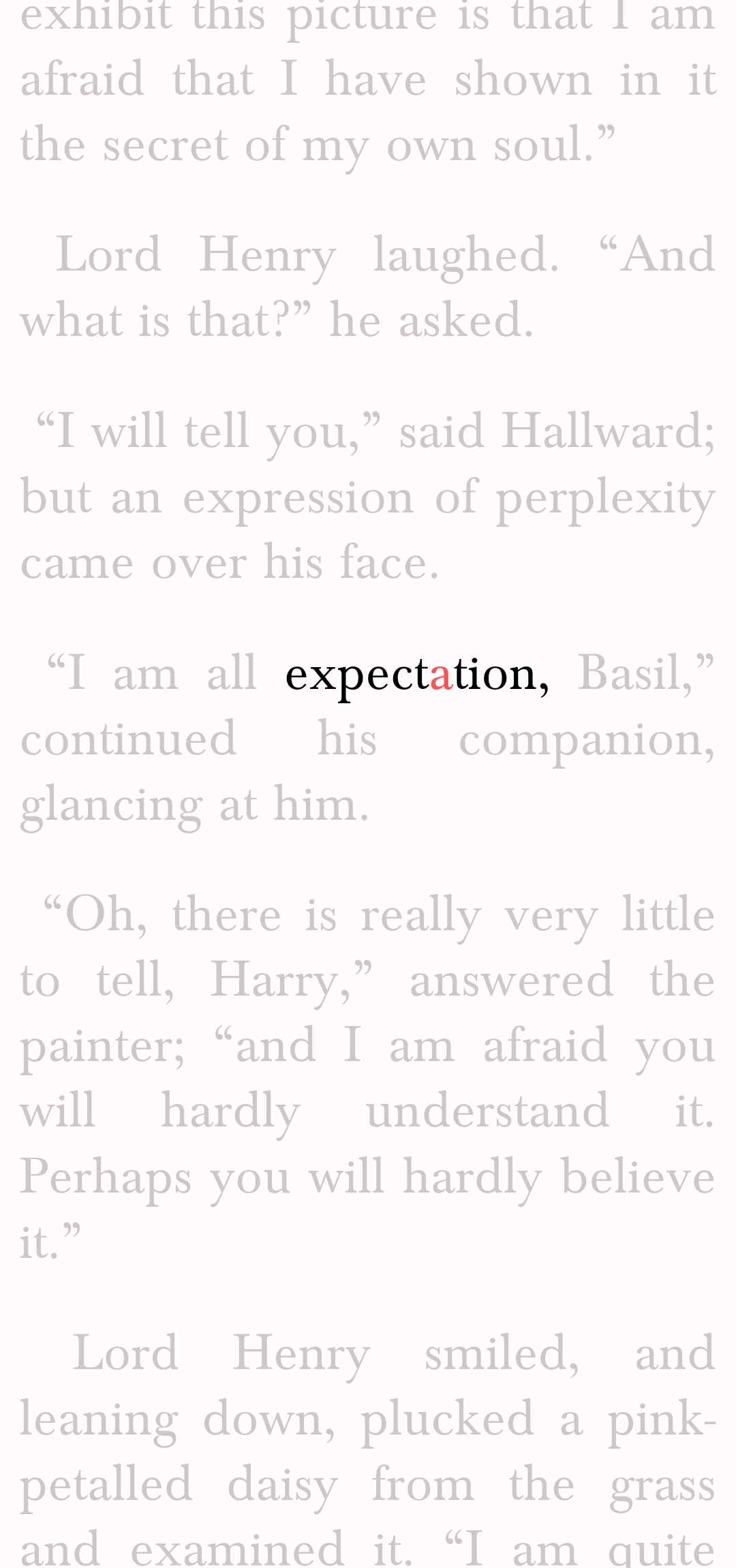 Speed reading — large text